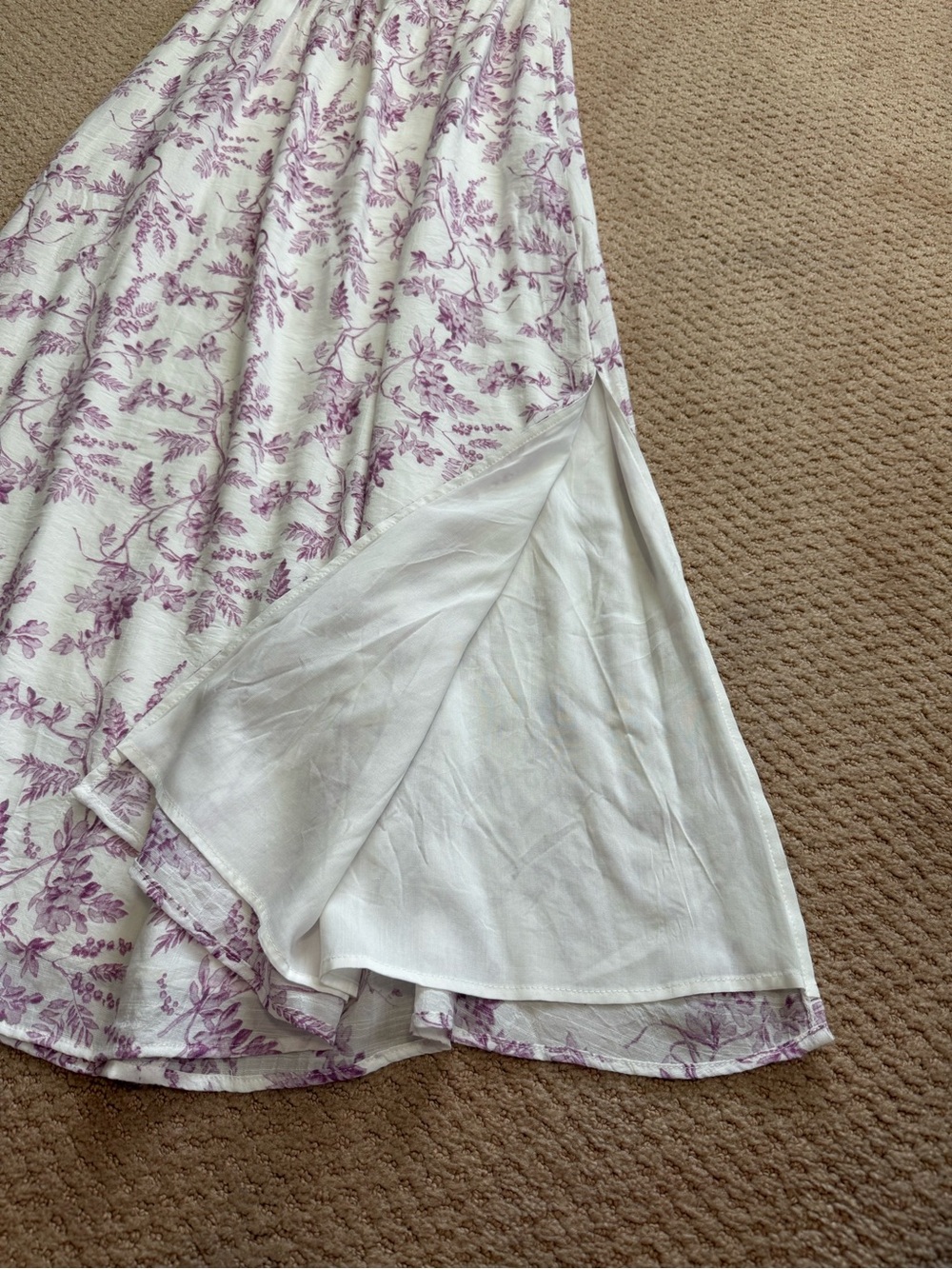 Lucy Paris Cream and Light Lilac Floral Maxi Two-Piece Dress - Picture 2 of 7